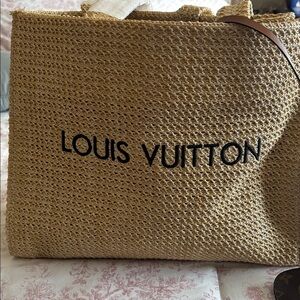 Beige Woven Tote with zipper insert